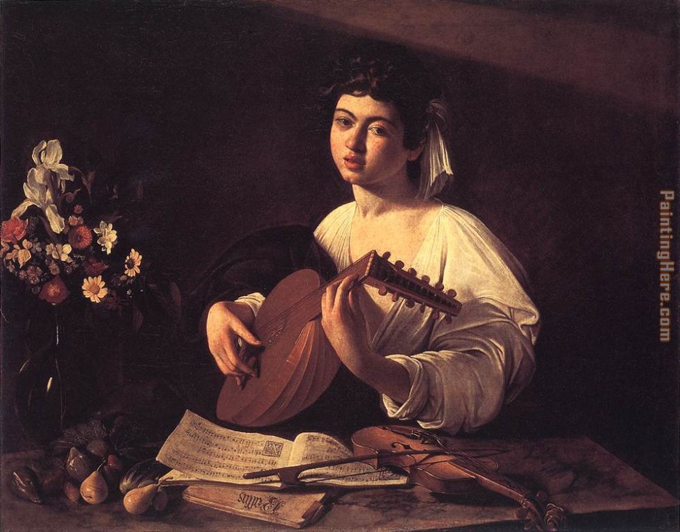 Lute Player painting - Caravaggio Lute Player art painting